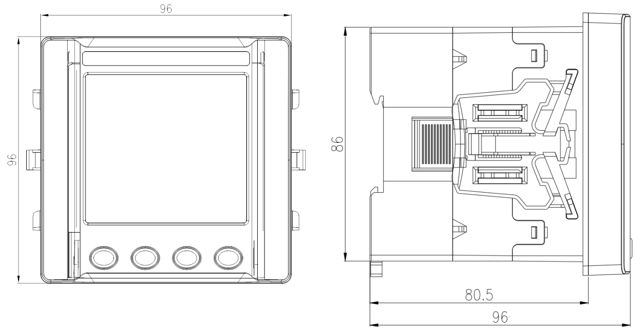 Installation dimension drawing for embedded installation of APM521（with module）